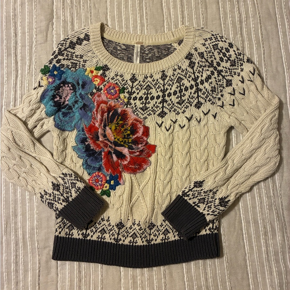 Anthropologie Cable-Knit Fair Isle Sweater - Picture 5 of 7